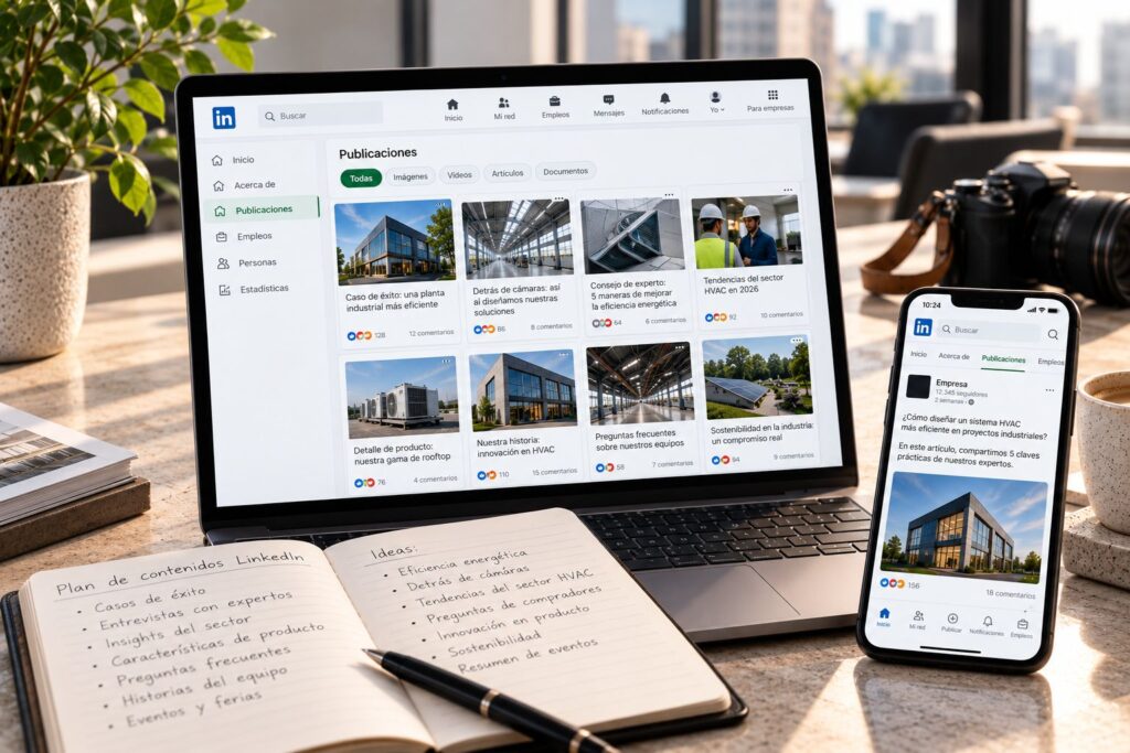 Contenido de la página de la empresa​