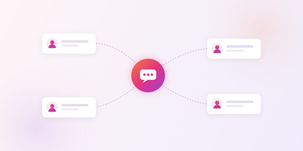 LinkedIn marketing for manufacturers: people from a company connected through a central conversation