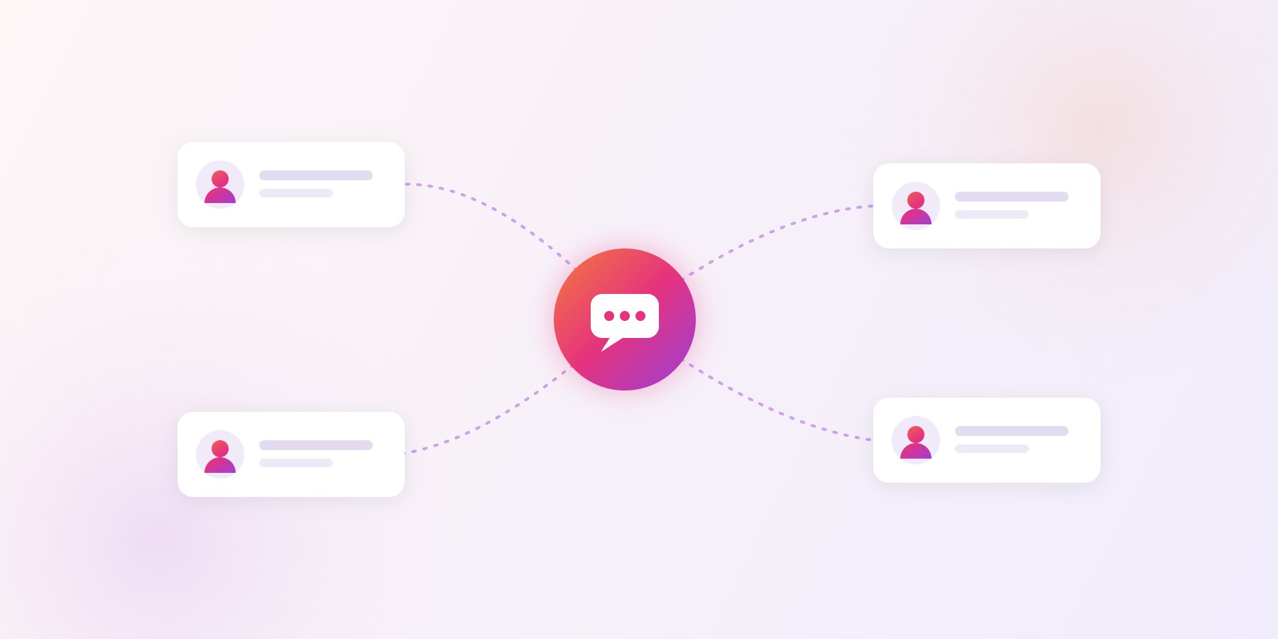 LinkedIn marketing for manufacturers: people from a company connected through a central conversation