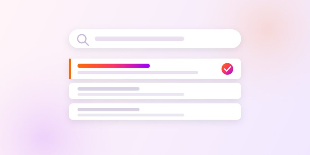 SEO B2B para empresas industriales: una barra de búsqueda con el primer resultado destacado